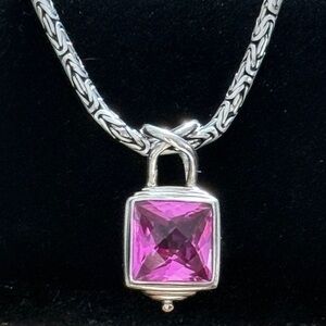 Sarda Pink Sapphire Sterling Silver Bali Pendant 12mm 925 silver *Pendant Only*